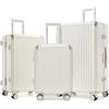 KONO Set di Valigie M/L/XL, Set 3 pezzi, Valigia Rigida in PC Ultra Resistente, con Supporto Smartphone e Gancio, Cornice in Alluminio Senza Cerniera, per Viaggi, Inizio Scuola e Lavoro