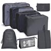 Bansga Organizer Valigia，8Pcs organizer da viaggio, Viaggio Travel Organizer, Abbigliamento Organizzatori Sacchi Valigia di Stoccaggio Set-Black