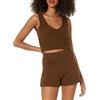 The Drop Sylvie Double V-neck Textured Rib Cropped Sweater Tank da Donna, Chicco Di Caffè, M