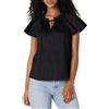 Amazon Essentials Blusa in Raso di Cotone con Collo Arricciato, vestibilità Comoda Donna, Nero, M