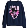 KPOP Demon Hunters KPOP Demon Hunters Jinu Demon Heart Flames Kids Sweatshirt, Navy Pullover Unisex - Bambini e Ragazzi (Pacco da 1)