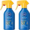 NIVEA SUN Protect & Hydrate Spray Solare SPF 50+ 250 ml, Crema solare 50 spray idratante 48h ad assorbimento rapido, Protezione solare 50+ resistente all'acqua con Vitamina C e Acido Ialuronico