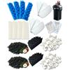 beaufan Confezione da 24 filtri per acquario, compatibili con filtri Fluval 206/207, filtri di ricambio in schiuma biologica, carbone attivo e anelli in ceramica (set da 2 per la manutenzione regolare
