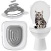 SUQ Cat Toilet Trainer, Package Riutilizzabile Plastica, Cat Toilet Trainer Clean Kit, Per l'Addestramento Dei Gatti Che Utilizzano i Servizi Igienici Facile Da (Grigio)