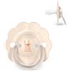 Suavinex, ciuccio per neonati 0/6 mesi e neonati, tettina in silicone SX Pro, simmetrica, piatta e flessibile, rispetta lo sviluppo orale, forma rotonda con anello, Wonder Beige