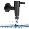 YYTECH Rubinetto per acqua fredda in acciaio inox nero, montaggio a parete, rubinetto per acqua fredda G1/2, rubinetto nero opaco, per bagno, cucina, balcone, lavatrice, giardino (corto)