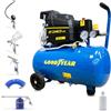 Goodyear - Compressore d'Aria Silenziato 24L, 1500W 220V 8 Bar, Compressore Portatile Professionale Senza Olio con Kit 5 Accessori per Auto e Officina