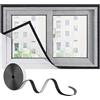 ACJSDGL Finestra con zanzariera, 60x160cm Zanzariera in fibra di vetro, zanzariera con striscia a strappo, zanzariera per finestra,Nero