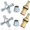 Instalguru Set di 2 manopole per rubinetto, in ceramica, parte superiore in ottone, 1/2 pollici, con manico nostalgico, cromate Hot & Cold, colore rosso e blu