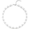 COOLSTEELANDBEYOND Collana da Donna con Perle Color Crema, Choker con Sfera Disco di Cristallo Scintillante, Gioiello a Filo Luminoso Elegante, Accessorio Glamour Classico, Regalo per Lei