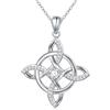 Flyow Collana con nodo da strega, in argento Sterling 925, portafortuna, con ciondolo a forma di nodo celtico irlandese, da donna, per compleanno, Natale, idea regalo
