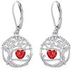 Eusense Orecchini Albero della Vita con Cuore con Zirconi Blu, Rosa e Rossi, Orecchini Pendenti Regalo per Donna Ideale per Anniversario e San Valentino