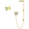 Bling Jewelry Set di orecchini e orecchini a lobo in argento Sterling 925 con piramide quadrata geometrica con pavé di zirconia cubica, albero e cuore, per cartilagine dell'orecchio, One Size, Gemma Metallo