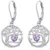 Eusense Orecchini Albero della Vita con Cuore con Zirconi Blu, Rosa e Rossi, Orecchini Pendenti Regalo per Donna Ideale per Anniversario e San Valentino