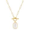 Aobei Pearl Aobei perla dorato rettangolo barocco perla ciondolo collana per le donne 18K oro clip catena collana toggle stratificazione gioielli 20
