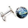 Ticome Van Gogh Star-Moon Gemelli per camicia da uomo stile tendenza matrimonio accessori business gioielli blu lega gemelli rotondi, 1, Argento sterling, Argento sterling