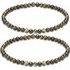 Apocalyptic-K Cavigliera elastica da donna, confezione da 2, 4 mm, 24 cm, pietra occhio di tigre, ossidiana, tormalina, One Size, Pietra, Tormalina
