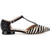 CAFèNOIR - Ballerine A t in Camoscio con Stampa Zebrata E Multistrass, da Donna, Colore Nero Beige, Taglia 38