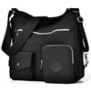 Dora & Liz Borsa a tracolla casual da donna impermeabile in tela leggera convertibile Nero Medium