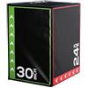 KiBcsLic Children Fitness Cassa Salto Plyo Morbida Palestra Box Schiuma per Balzi Step Squat Rivestita in PVC con Schiuma, Box Pliometrico Nero Con Bordi Verdi/Rossi E Numeri 30/24, 76x61x51cm, 6kg