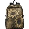 Linnyio Seppia Girasoli Vintage Artistico Zaino Pieghevole Impermeabile e Leggero,Ideale per Escursioni Viaggi e Campeggio