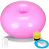 CALLARON Palla da Esercizio Antiscoppio a Forma di Ciambella 50 Cm | Pvc Rosa, Superficie Antiscivolo ad Alta Presa, con Pompa ad Aria Inclusa