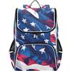 Linnyio Stelle Strisce Rosso Blu Patriottico Zaino Scolastico Borsa Ad Alta Capacità per Ragazze e Ragazzi