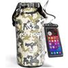 Earth Pak Borsa Impermeabile Roll Top, Sacca Compressione Asciutta per Kayak, Spiaggia, Rafting, Canottaggio, Trekking, Campeggio, Pesca con Custodia Telefono Impermeabile