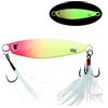 Tufgo Piastra di ferro Jig 30g Corpo luminoso per Deep Sea Bait Piastra di ferro | Pesca notturna pronta, bagliore luminoso, movimento dell'amo piuma, peso 30 g, resistente all'acqua salata