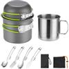 ISFORU Camping Cookware Mess Kit for 1 People,ISFORU Camping Non-stick Cooking Set include Backpack Pot and Pan Set with 304 Stainless Steel Cup and Utensil Set for Traveling Trekking and Hiking