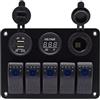 LALADEFIEE Pannello Combinato 5 Vie 12v 24v Doppia USB 3.1a Nero