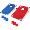Tbest Set da Gioco Portatile per Cornhole Set da Gioco per Cornhole, di Lancio del Sacco di Fagioli con 2 Tavole Rosso Blu Vibrante, 6 Sacchi di Fagioli, Borsa da Trasporto per