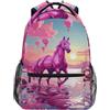 Linnyio Unicorno Rosa Nuvole Magiche Zaino Scolastico per Ragazzi Ragazze,Borse per Libri e Studenti Alla Moda