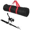 Toyvian Kit Canna da Pesca Telescopica Mini in Fibra di Vetro Nero | Combo Canna e Rotante, Portatile per Principianti, Manico Antiscivolo Ergonomico