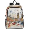 Linnyio Acquerello Big Ben Zaino Pieghevole Impermeabile e Leggero,Ideale per Escursioni Viaggi e Campeggio London