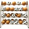Generic Carrello per palloni da Palestra Commerciale con rotelle per Esercizi, Carrello per palloni Sportivi con Ruote, Doppio Organizer per riporre palloni da Calcio, espositore a Quattro Strati per