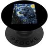 Starry Poodle Art Notte stellata, motivo: barboncino nero PopSockets PopGrip Adesivo