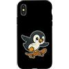 penguin skater cool bird icy style skate Custodia per iPhone X/XS Pinguino Skateboard Retro Cartoon