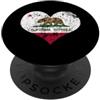 California Home Love Family Men Women Ki Bandiera della Repubblica della California, con cuore, stile vintage, effetto invecchi PopSockets PopGrip Adesivo