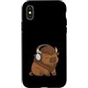 Cute Animal Apparel for Men Women Kids b Custodia per iPhone X/XS Kawaii Buffalo Bisonte Indossare Cuffie Carino Zoo Animale