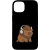 Cute Animal Apparel for Men Women Kids b Custodia per iPhone 13 Kawaii Buffalo Bisonte Indossare Cuffie Carino Zoo Animale