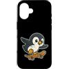 penguin skater cool bird icy style skate Custodia per iPhone 16 Pinguino Skateboard Retro Cartoon
