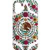 Folk Art Gifts Custodia per iPhone 16 Bandiera messicana modello azteco Messico Pride floreale