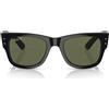 Ray-Ban Occhiali da Sole RB0840S 901/58 Mega Wayfarer Nero/Verde G-15 Unisex Polarizzati 51/21/145