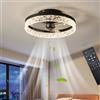 Exlafi Ventilatori da soffitto con illuminazione Telecomando, Moderno Lampada da soffitto LED Dimmerabile Lampade per Camera da letto Soggiorno, Ventilatore reversibile E 6 Vento (Nero, 40CM)