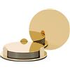 Anterrific Set di 6 sottobicchieri rotondi in acciaio inox dorato con supporto, moderni sottobicchieri a specchio con base antiscivolo in EVA, decorazione per bar e tavolo da pranzo