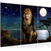 Runa Art Africa Leone Quadri Soggiorno Grande Blu Cielo Notturno Luna 120 x 80 cm 3 Pezzi Decorazione Murale 022931a