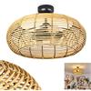 hofstein Lampada da soffitto Sepins, lampada in rattan/metallo in colore naturale/nero, design scandinavo, lampada boho con paralume a griglia e grande effetto luminoso, Ø 50 cm, E27, senza lampadina/e