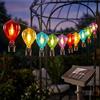 Spetebo Catena luminosa a energia solare, 10 mongolfiere colorate con effetto fiamma, 430 cm, illuminazione decorativa da giardino a LED con effetto tremolante, per feste, gazebo, terrazza, balcone