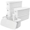 NICOLINI 6 Pz Contenitori con Coperchio 28x10.5x9.5cm Scatole di Plastica Impilabili | Bianche Scatole di Immagazzinaggio, Scatola Portaoggetti, Cestini Portaoggetti Plastica per Cucina, Armadio, Ufficio, Bagno